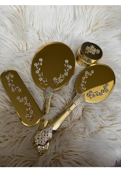 Kristal Inci Dal Detaylı Gelin Ayna Tarak Seti – Lüks Çeyizlik Hediyelik Kutulu Premium Set modelleri