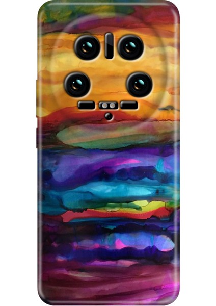 Xiaomi Mi 14 Ultra Kılıf Renkli Rubber Desen Silikon Sulu Boya