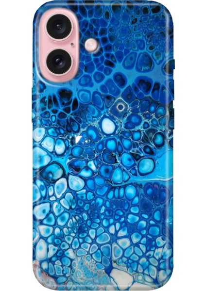 iPhone 16 Plus Kılıf Silikon Desenli Kalıplı Case Derin Mavi
