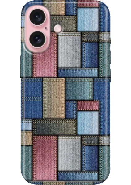 iPhone 16 Plus Kılıf Silikon Desenli Kalıplı Case Jean Pattern