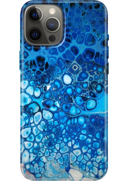 Apple iPhone 12 Pro Kılıf Tasarım Baskılı Silikon Derin Mavi