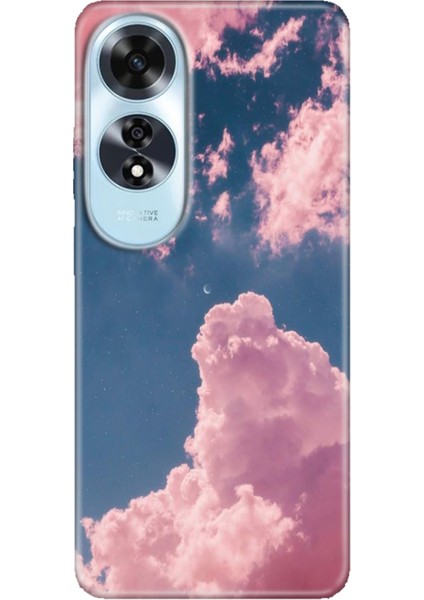 Oppo A60 Kılıf (CPH2631) Uyumlu Silikon Desenli Kalıplı Ermer Pembe Bulut