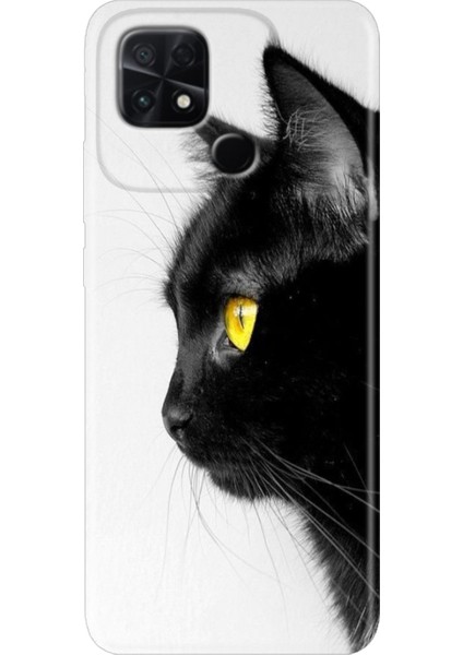 Poco C40 Kılıf Renkli Temalı Silikon Kedi Bakışı