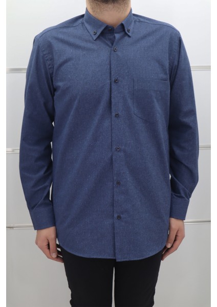 Fistan Store Erkek Düz Klasik Kesim Rahat Kalıp Tek Cepli Kışlık Kaşmir Gömlek