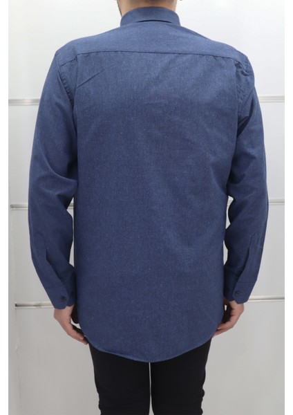 Fistan Store Erkek Düz Klasik Kesim Rahat Kalıp Tek Cepli Kışlık Kaşmir Gömlek modelleri