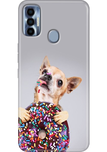 Tecno Spark 7 Pro Kılıf Renkli Silikon Donut Dog