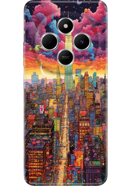 Xiaomi Redmi 14C Kılıf Renkli Rubber Desenli Silikon Retro Newyork