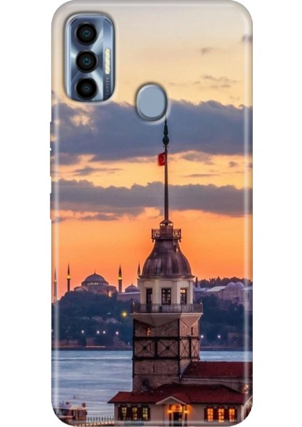 Tecno Spark 7 Pro Kılıf Renkli Silikon Kız Kulesi