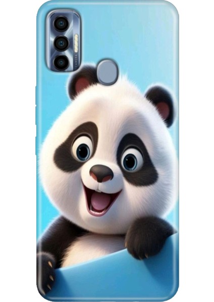 Tecno Spark 7 Pro Kılıf Renkli Silikon Panda