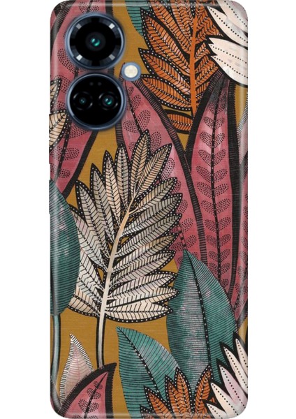 Tecno Camon 19 Pro Kılıf Renkli Temalı (CI8N) Uyumlu Silikon Yapraklar