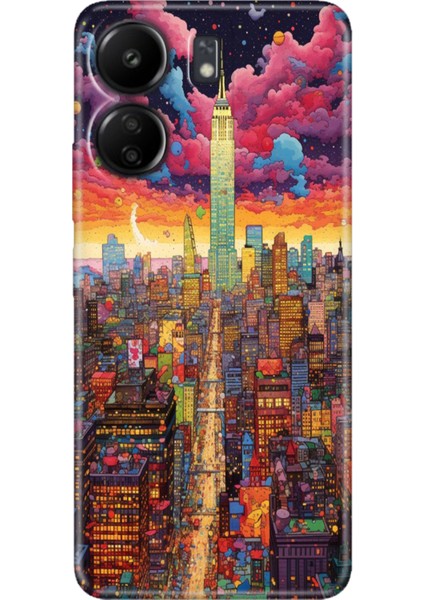 Xiaomi Redmi 13C - Poco C65 Kılıf Renkli Esnek Silikon Retro Newyork