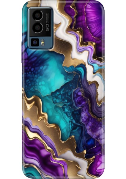 General Mobile Gm 23 Kılıf Desenli GM23 Silikon Case Uv Keskin Ametist