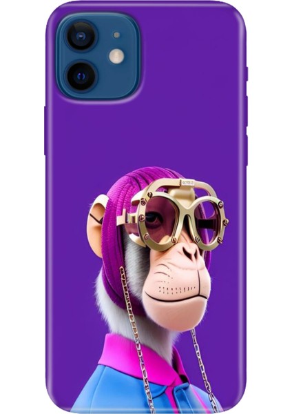 Apple iPhone 12 Kılıf Renkli Baskılı Silikon Monkey
