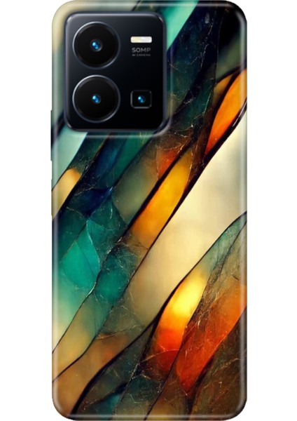 Vivo Y22S -Y35 Kılıf Desenli Kapak Renkli Tpu Uv Flora Mermer