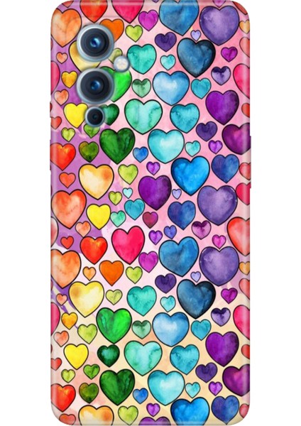 Oneplus 9 Kılıf Desenli Silikon Renkli Tpu Uv Kalp Çizim