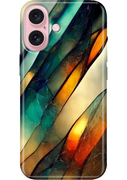 iPhone 16 Plus Kılıf Silikon Desenli Kalıplı Case Flora Mermer