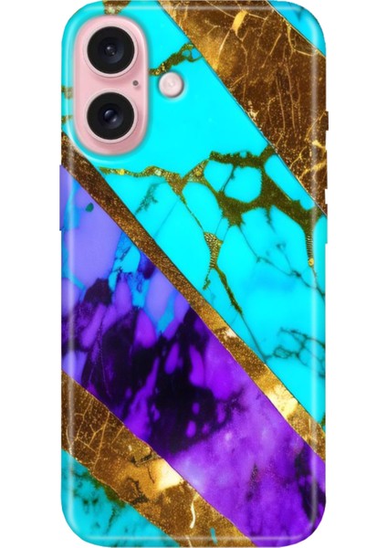 iPhone 16 Plus Kılıf Silikon Desenli Kalıplı Case Nezih Mermer