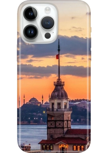 iPhone 16 Pro Max Kılıf Silikon Desenli Baskılı Cover Kız Kulesi