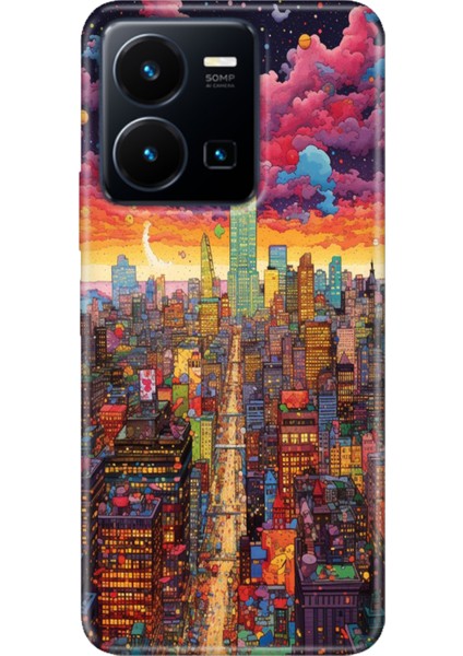 Vivo Y22S -Y35 Kılıf Desenli Kapak Renkli Tpu Uv Retro Newyork
