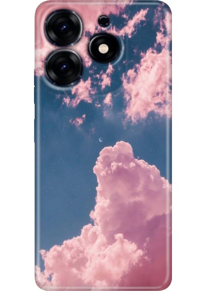 Tecno Spark 20 - 20C Kılıf Renkli Temalı Tarz Silikon Pembe Bulut