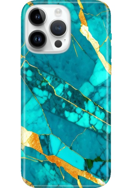 iPhone 16 Pro Max Kılıf Silikon Desenli Baskılı Cover Prag Mermer