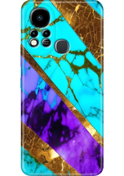 Infinix Hot 11S Uyumlu Kılıf Renkli Tpu Silikon Nezih Mermer