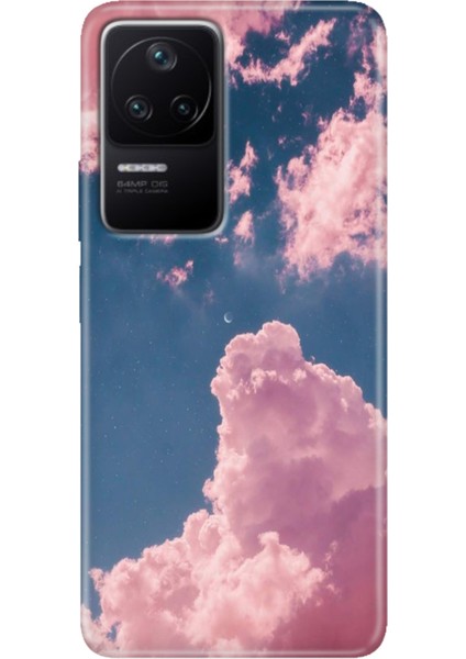 Xiaomi Poco F4 Kılıf Desenli Kapak Renkli Ermer Pembe Bulut
