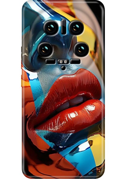 Xiaomi Mi 14 Ultra Kılıf Renkli Rubber Desen Silikon Makyaj