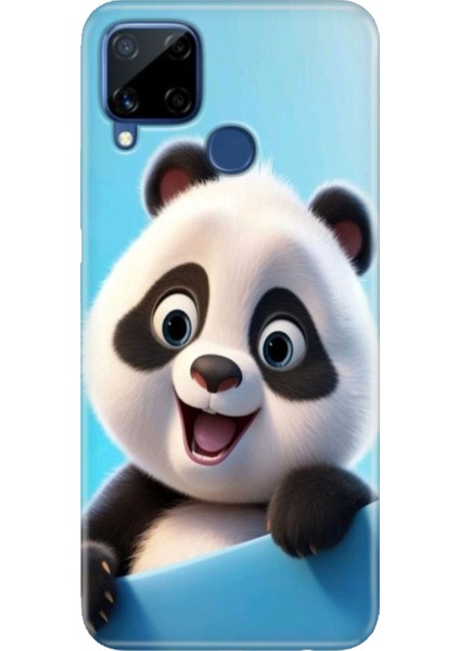 Realme C15 Kılıf Desenli Silikon Renkli Tpu Uv Panda