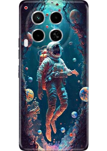 Tecno Camon 30 Kılıf (Cl6) Uyumlu Silikon Desenli Kapak Astronot