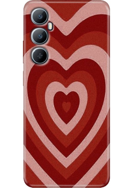 Realme C65 Kılıf (RMX3910) Uyumlu Renkli Baskılı Silikon Mat Kalp