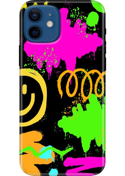 Apple iPhone 12 Kılıf Renkli Baskılı Silikon Smile