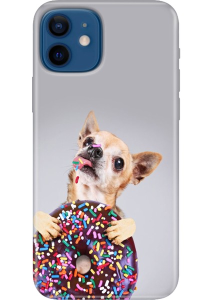 Apple iPhone 12 Kılıf Renkli Baskılı Silikon Donut Dog