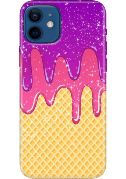 Apple iPhone 12 Kılıf Renkli Baskılı Silikon Krema