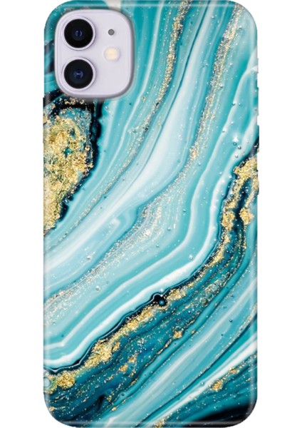 Apple iPhone 11 Kılıf Renkli Temalı iPhone 11 Silikon Simli Taş