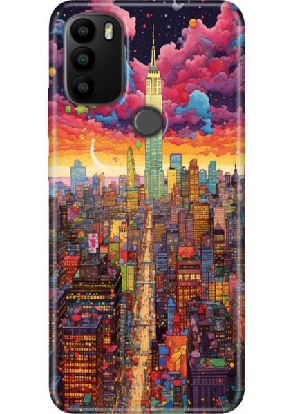 General Mobile Gm 21 Plus Kılıf Baskılı Silikon Kapak Retro Newyork