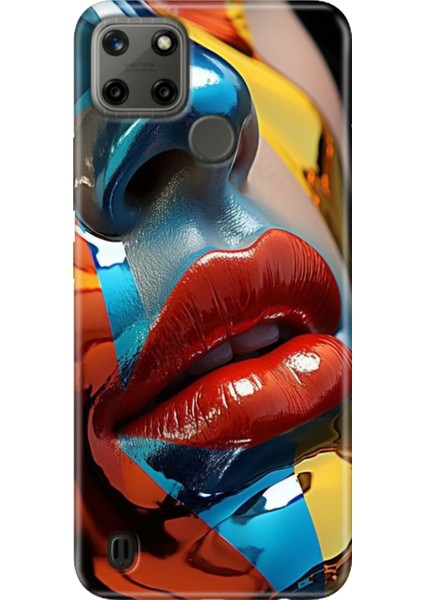Realme C21Y - Realme C25Y Kılıf Desenli Kapak Renkli Tpu Uv Makyaj
