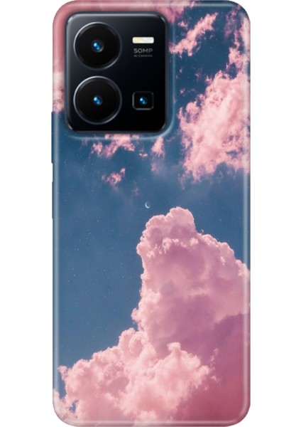 Vivo Y22S -Y35 Kılıf Desenli Kapak Renkli Tpu Uv Pembe Bulut