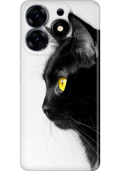Tecno Spark 20 - 20C Kılıf Renkli Temalı Tarz Silikon Kedi Bakışı