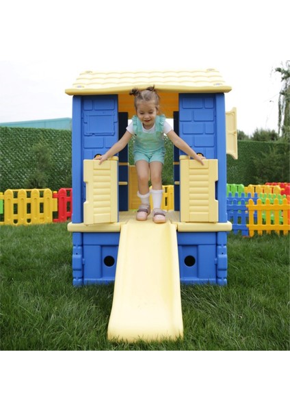 İki Kapılı Büyük Oyun Evi – Kaydıraklı Çocuk Aktivite Parkı ve Evcilik Evi