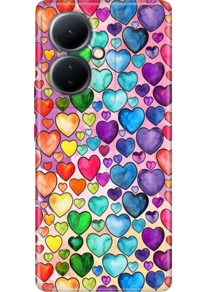 Vivo V29 Lite 5g Kılıf Desenli Silikon Kampanyalı Kapak Kalp Çizim