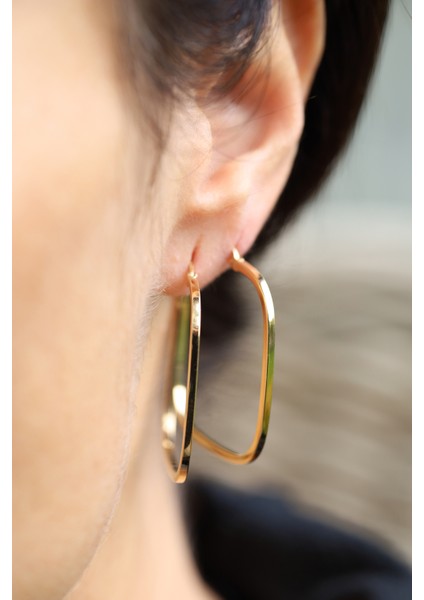 14 Ayar Altın Büyük Kare Şeklinde Küpe indirimleri