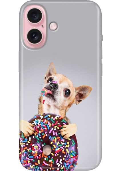 iPhone 16 Plus Kılıf Silikon Desenli Kalıplı Case Donut Dog