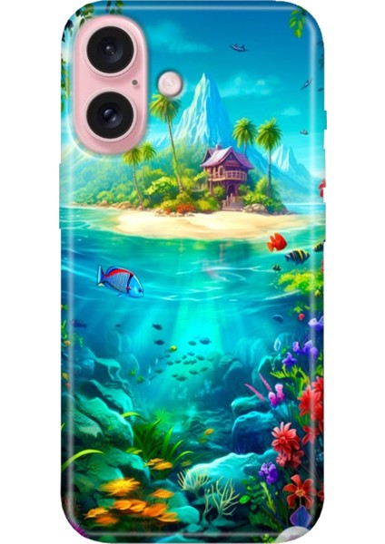 iPhone 16 Plus Kılıf Silikon Desenli Kalıplı Case Island