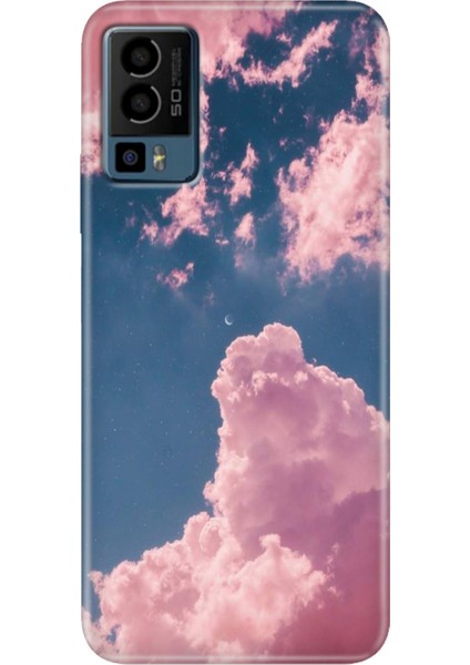 General Mobile Gm 23 Kılıf Desenli GM23 Silikon Case Uv Pembe Bulut