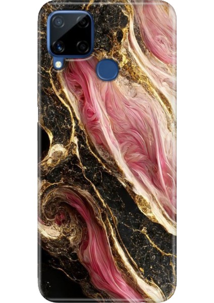 Realme C15 Kılıf Desenli Silikon Renkli Tpu Uv Seattle Mermer