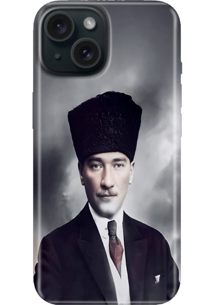 iPhone 13 - 14 Kılıf Desenli Kapak Renkli Tpu Uv Atatürk