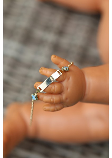 14 Ayar Altın Mavi Yonca Detaylı Çocuk Künyesi fırsatları