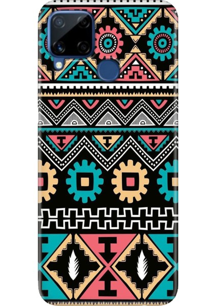 Realme C15 Kılıf Desenli Silikon Renkli Tpu Uv Etnik