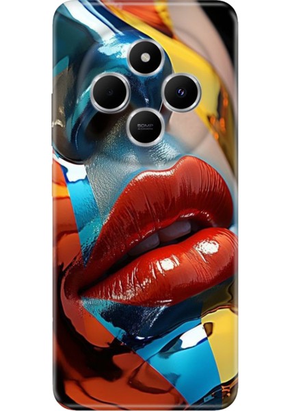 Xiaomi Redmi 14C Kılıf Renkli Rubber Desenli Silikon Makyaj